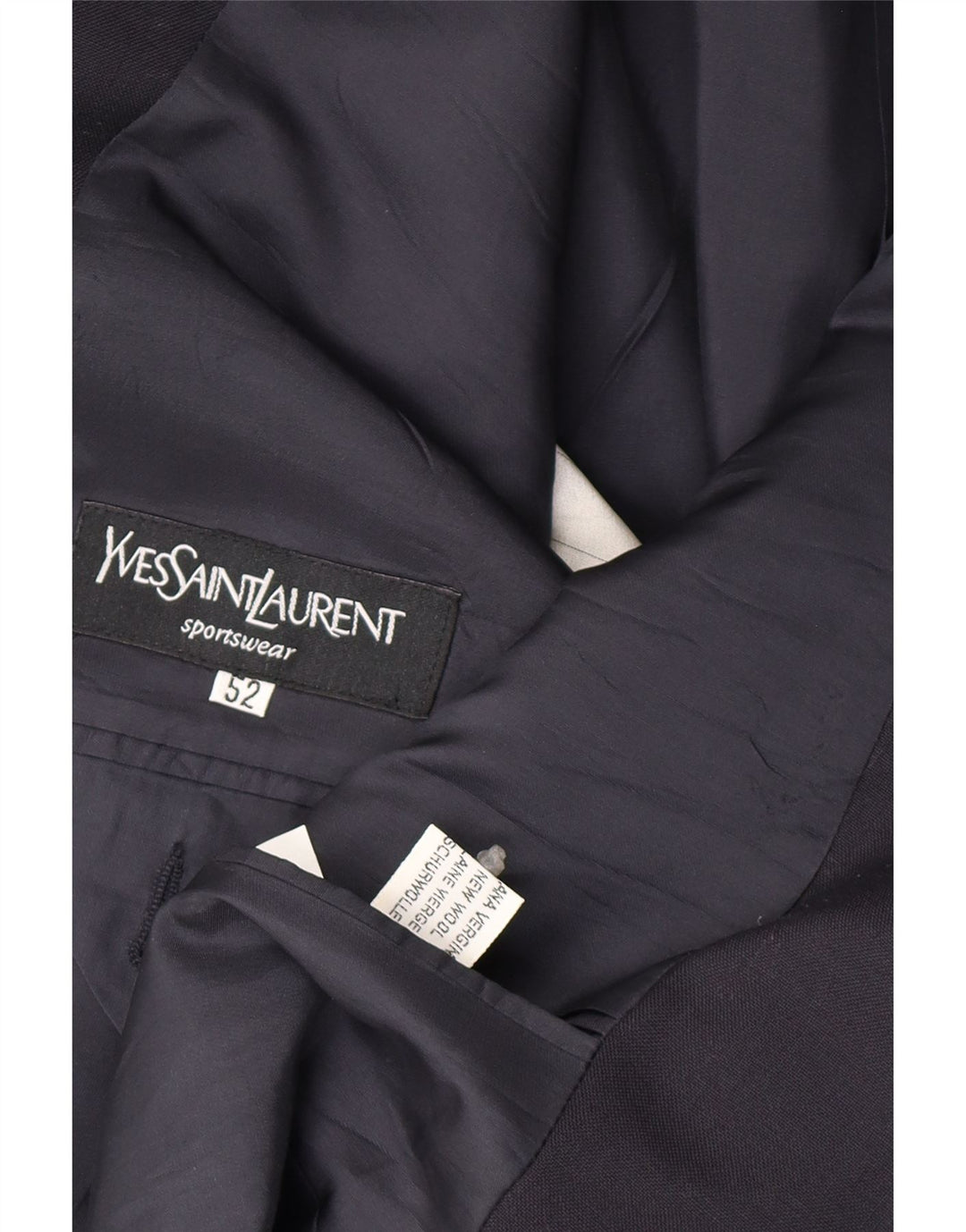 Yves Saint Laurent Chaqueta blazer de 2 botones para hombre IT 52 XL Lana virgen azul marino