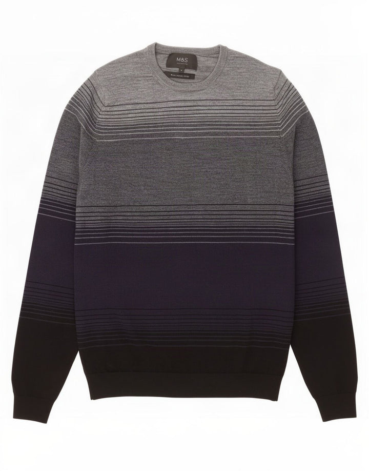 Marks & Spencer Jersey De Cuello Redondo Para Hombre Color Block Azul Marino Mediano