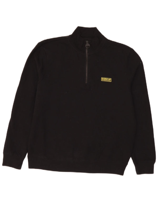 Barbour Hombre Sudadera Con Cremallera Y Cuello Jumper XL Algodón Negro