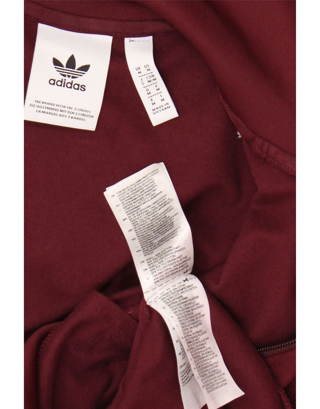 Adidas Hombre Chándal Top Chaqueta Medio Borgoña Algodón