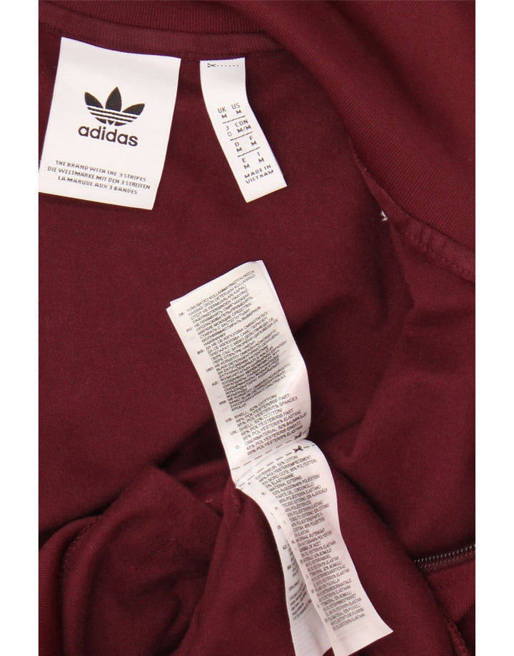 Adidas Hombre Chándal Top Chaqueta Medio Borgoña Algodón