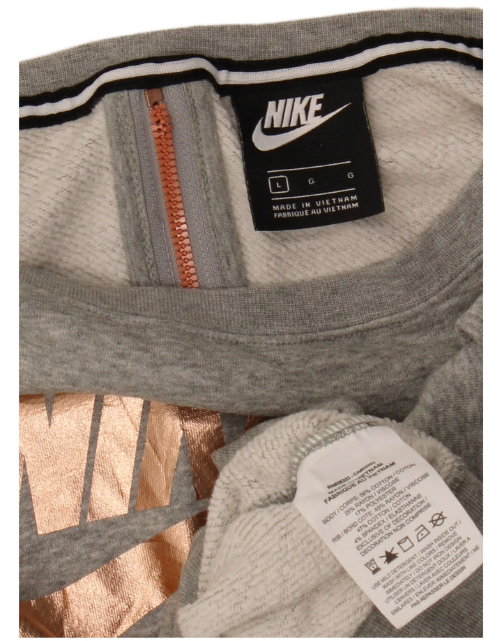 Nike - Sudadera extragrande con gráfico corto para mujer, talla 40, color gris