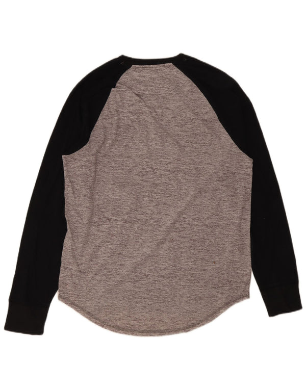 Hollister Hombre Camiseta Gráfica De Manga Larga De Algodón Color Block Gris Medio