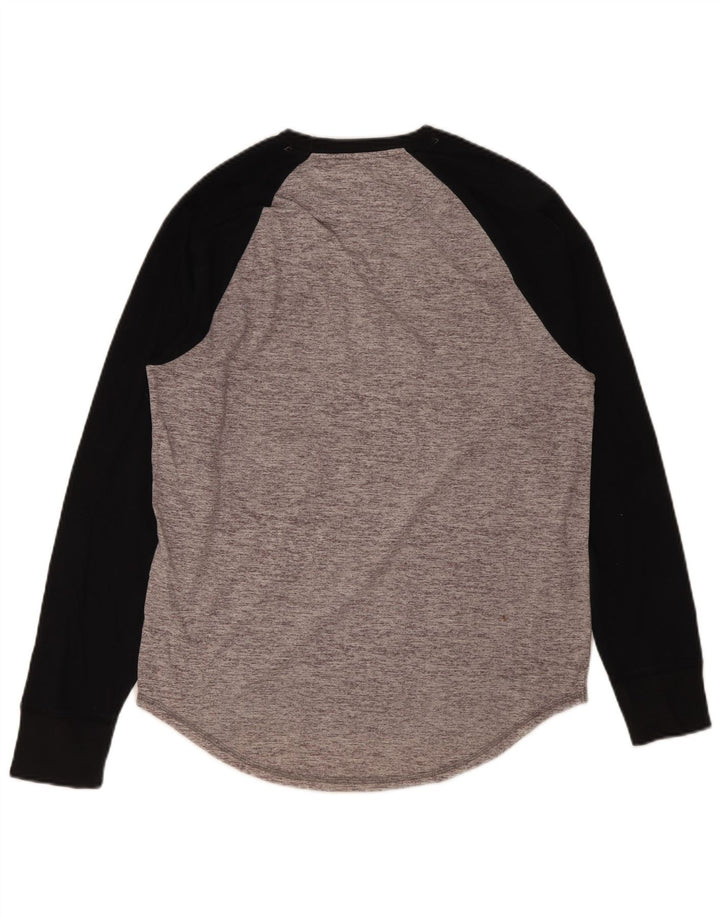 Hollister Hombre Camiseta Gráfica De Manga Larga De Algodón Color Block Gris Medio