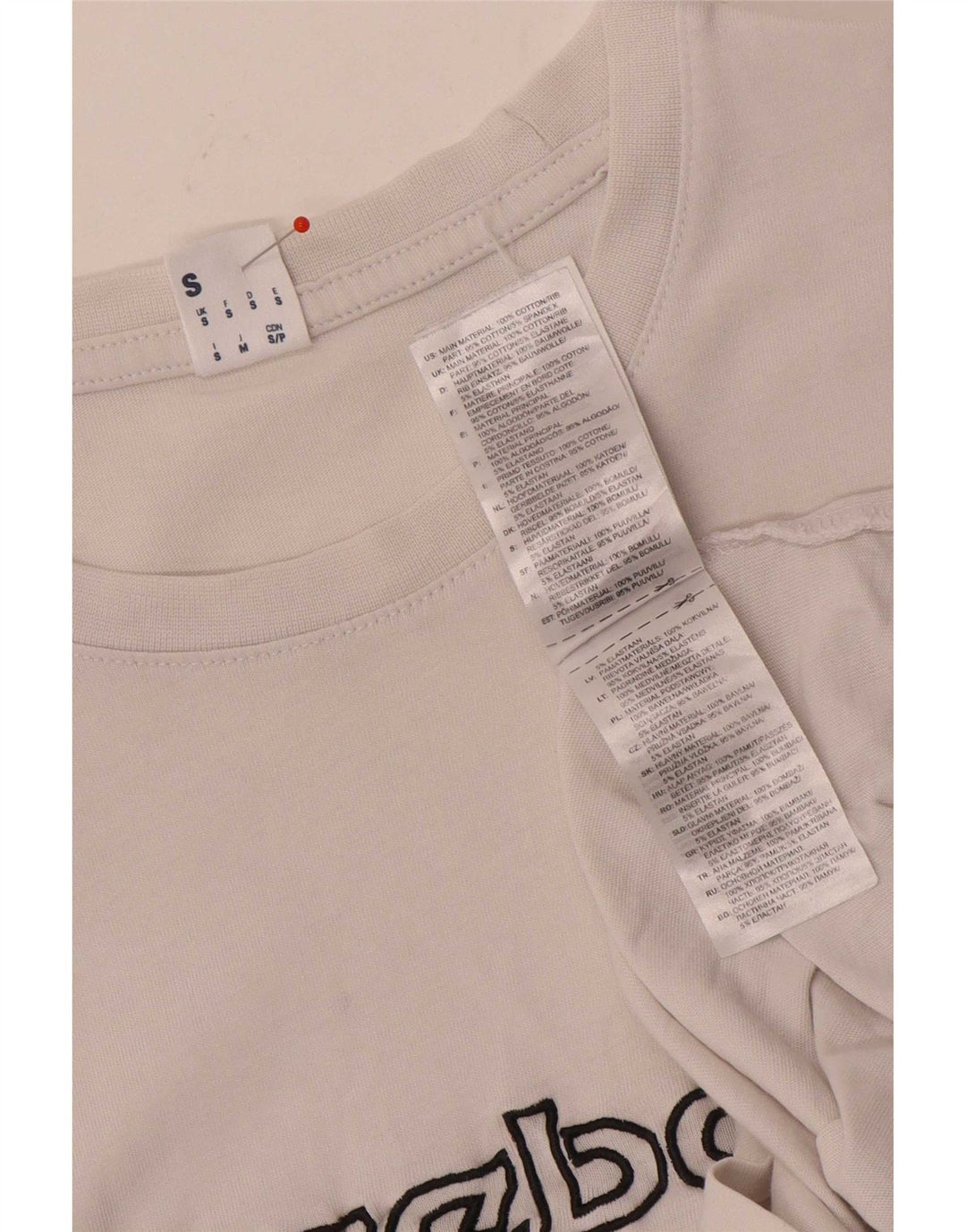 Reebok Camiseta gráfica para hombre Top Small White Cotton