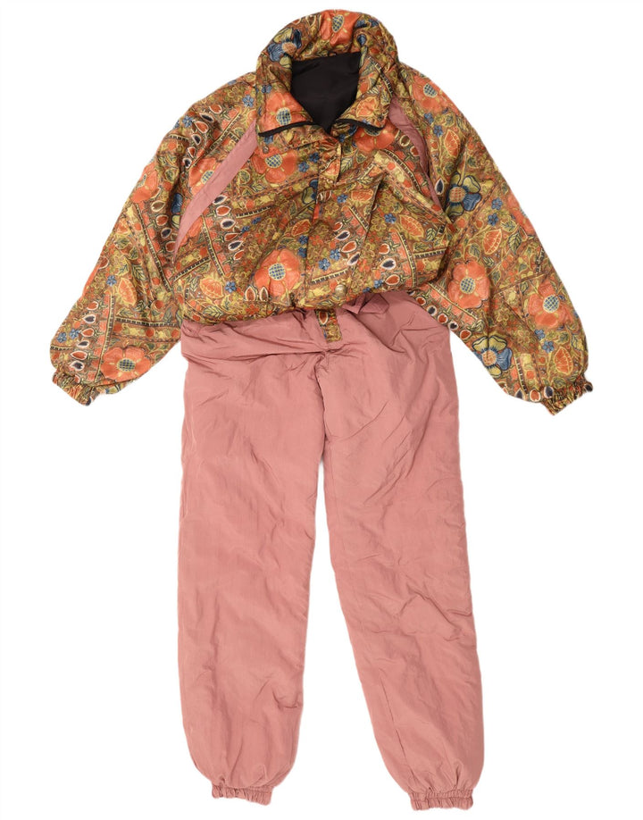 Mono de esquí vintage para mujer Reino Unido 14 Poliéster floral rosa medio