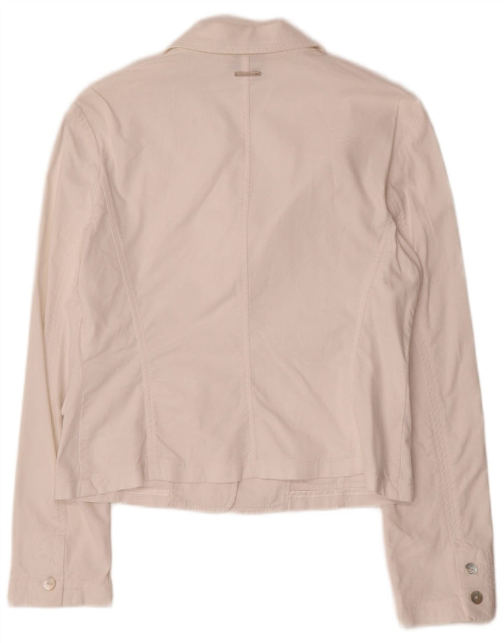 Chaqueta Blazer Mujer Trussardi Jeans 3 Botones IT 44 Mediano Blanco Algodón