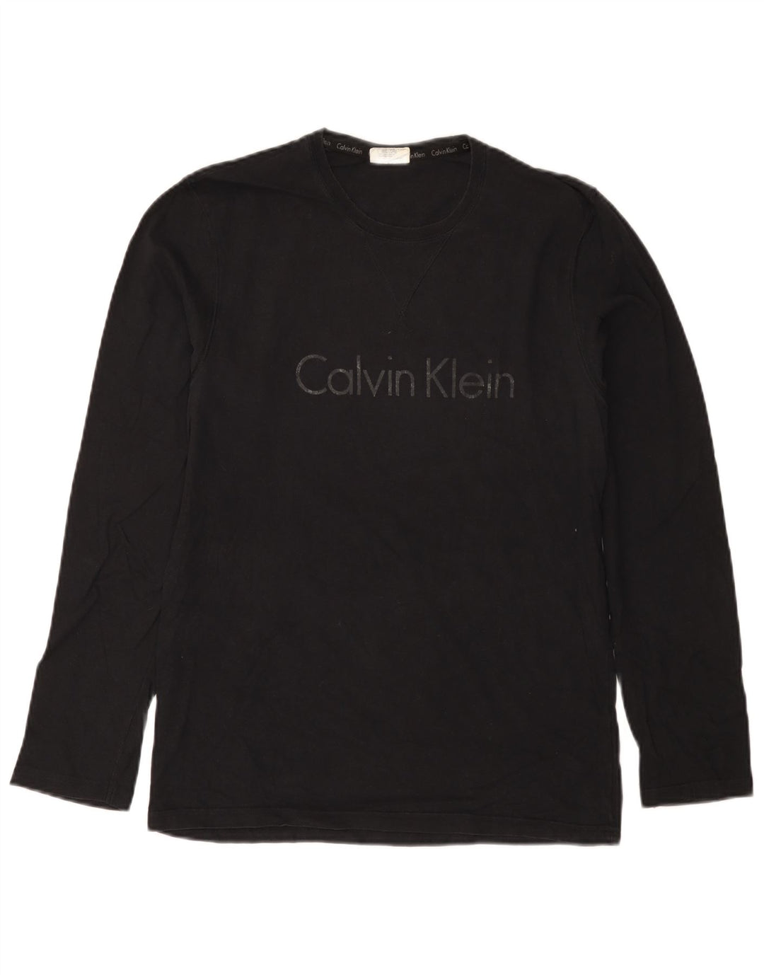 Calvin Klein Top gráfico de manga larga para hombre pequeño negro