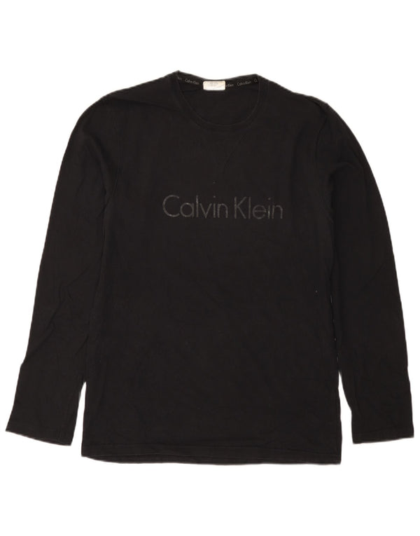 Calvin Klein Top gráfico de manga larga para hombre pequeño negro