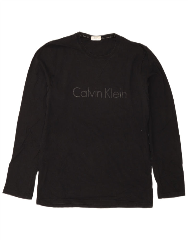 Calvin Klein Top gráfico de manga larga para hombre pequeño negro