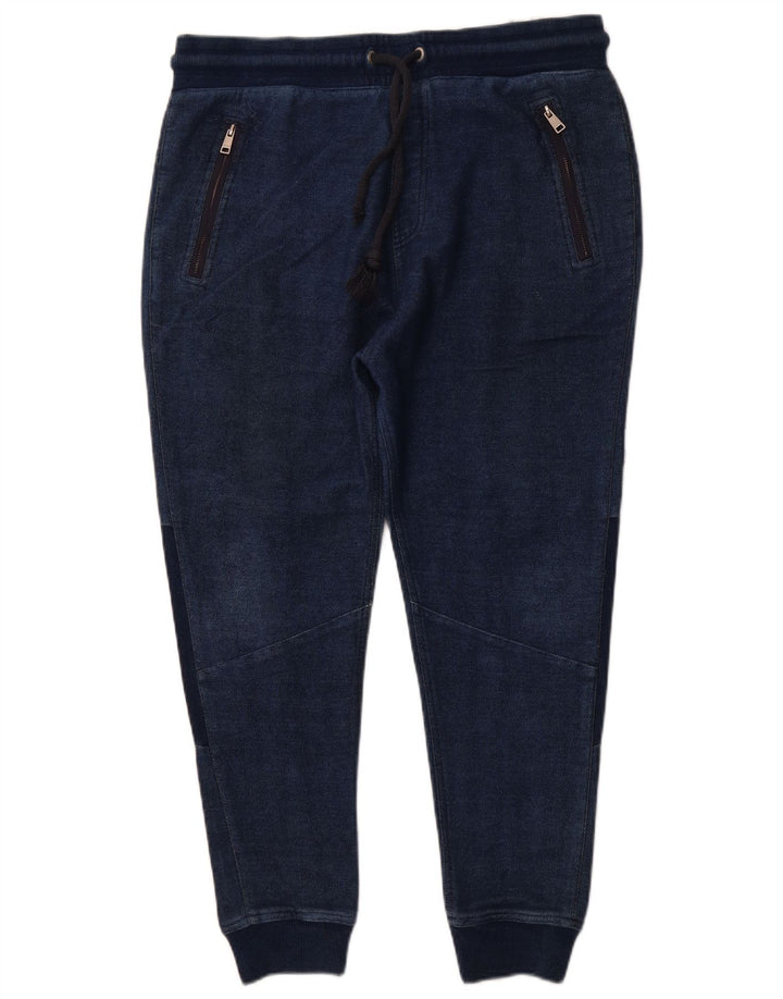 ZARA Hombre Pantalón Joggers Cropped XL Algodón Azul