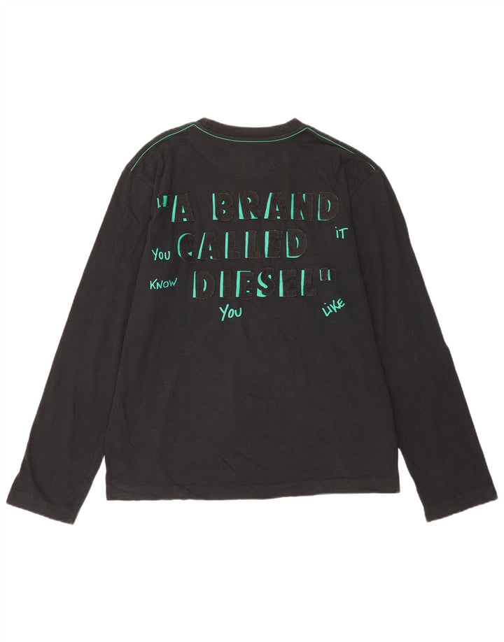 Diesel Hombre Gráfico Top Manga Larga XL Algodón Negro