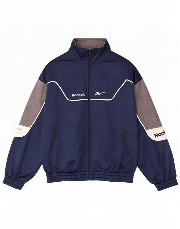 Reebok - Chaqueta de chándal con gráfico para hombre, talla pequeña, color azul marino