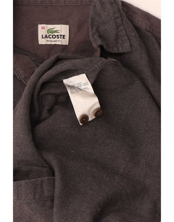 Camisa Lacoste Hombre Talla 38 Pequeña Algodón Gris