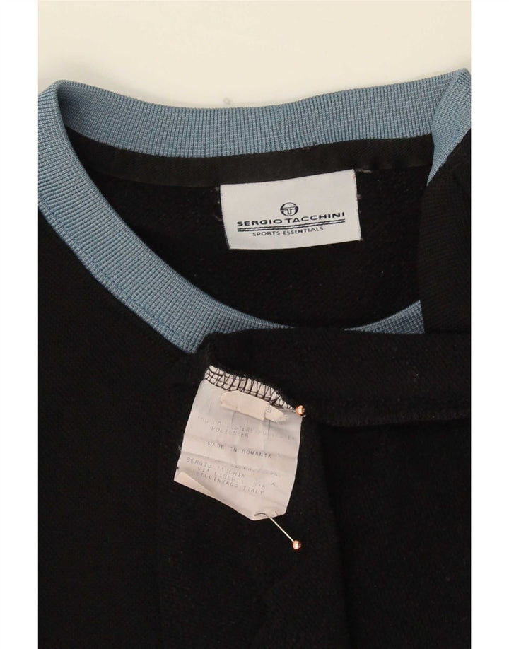 Sergio Tacchini Hombre Sudadera Gráfica Jersey XL Negro Colorblock