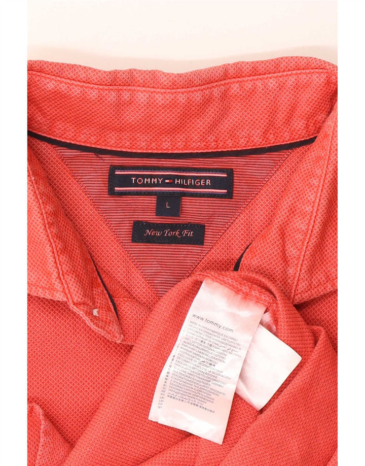 Tommy Hilfiger Camisa para hombre grande de algodón rojo