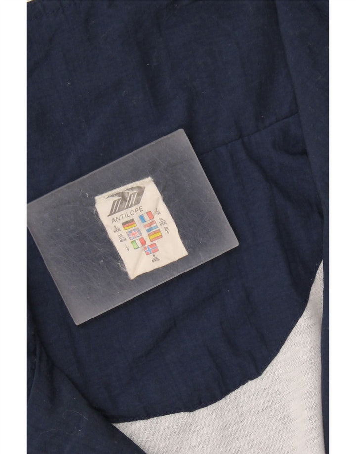 VINTAGE Chaqueta superior de chándal para hombre Reino Unido 46/48 XL Azul marino Colorblock Nylon