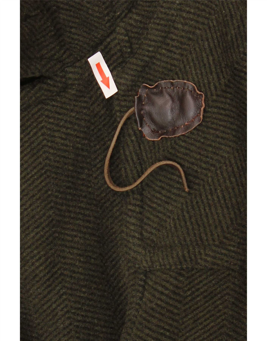Vintage hombres con capucha Duffle abrigo Reino Unido 38 lana caqui mediana