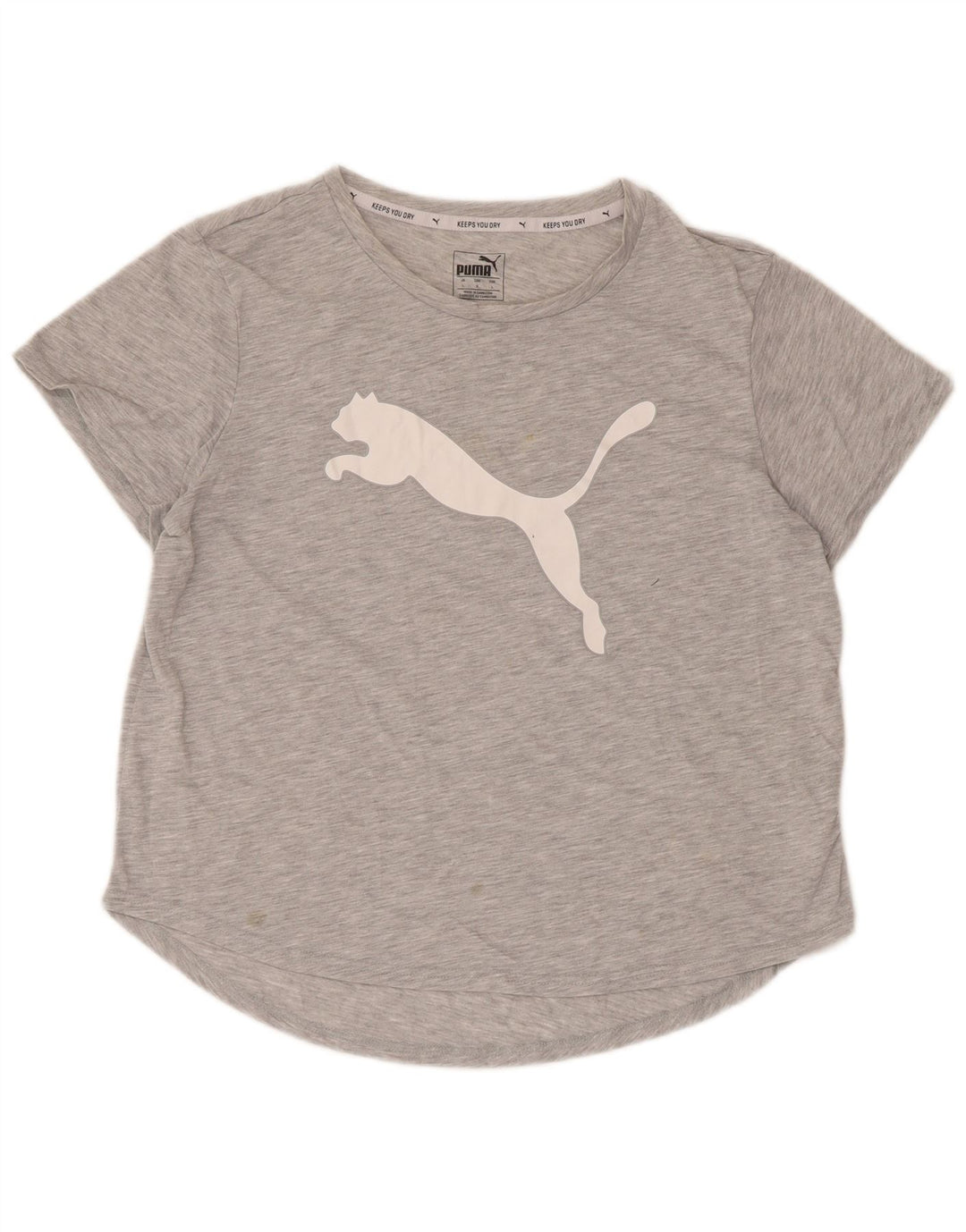 Puma Mujer Camiseta Gráfica Top UK 40 Grande Gris Moteado Poliéster