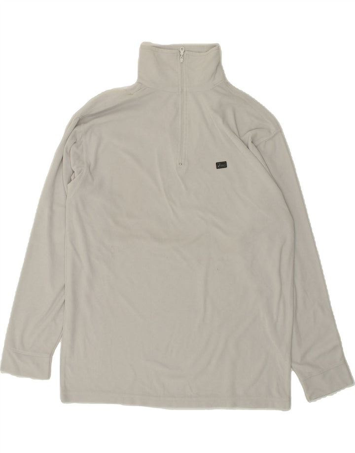 ASICS Mens Zip Neck Top Long Sleeve Small Grey Polyester Vintage Asics and Second-Hand Asics from Messina Hembry 