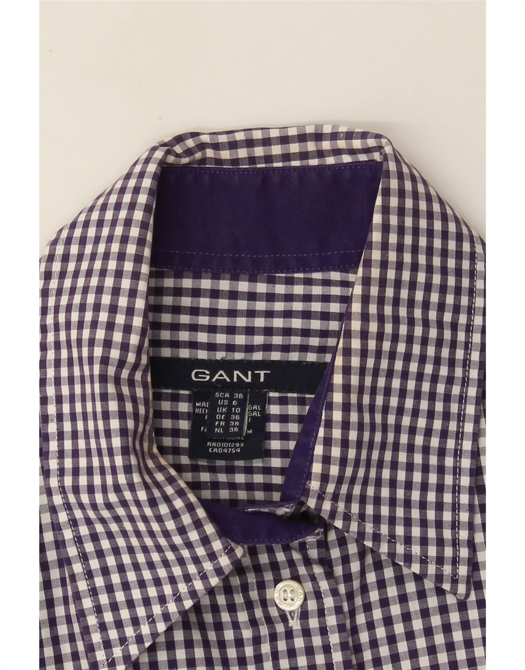 Camisa Gant para mujer UK 10 Small Purple Gingham Cotton