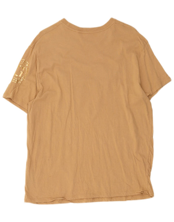 Guess Mujer Camiseta Gráfica Top UK 40 XL Algodón Beige