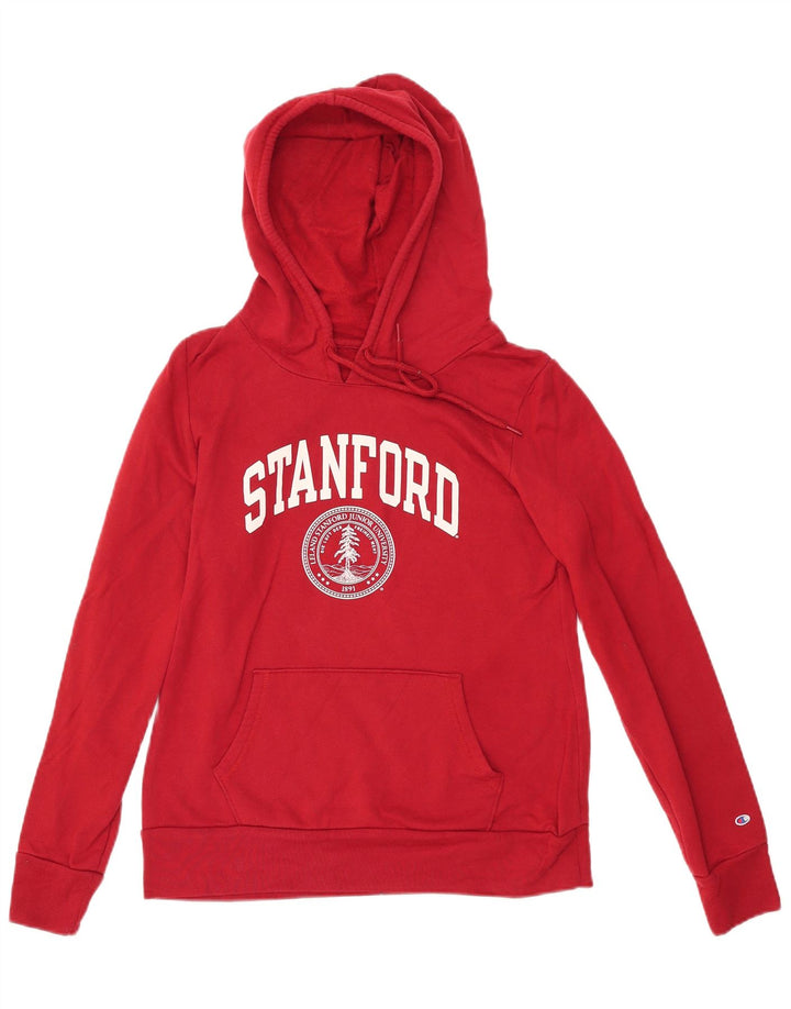 CHAMPION Jersey con capucha estampada Stanford para mujer Reino Unido 12 Algodón rojo mediano