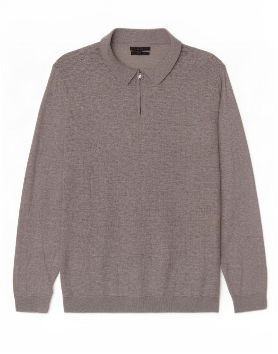 Marks & Spencer - Jersey de cuello polo para hombre, talla 2XL, algodón gris