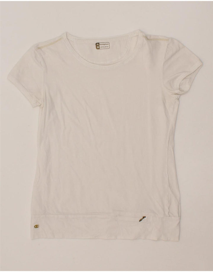 CHAMPION Womens T-Shirt Top UK 14 Large White Vintage Champion and Second-Hand Champion from Messina Hembry 
