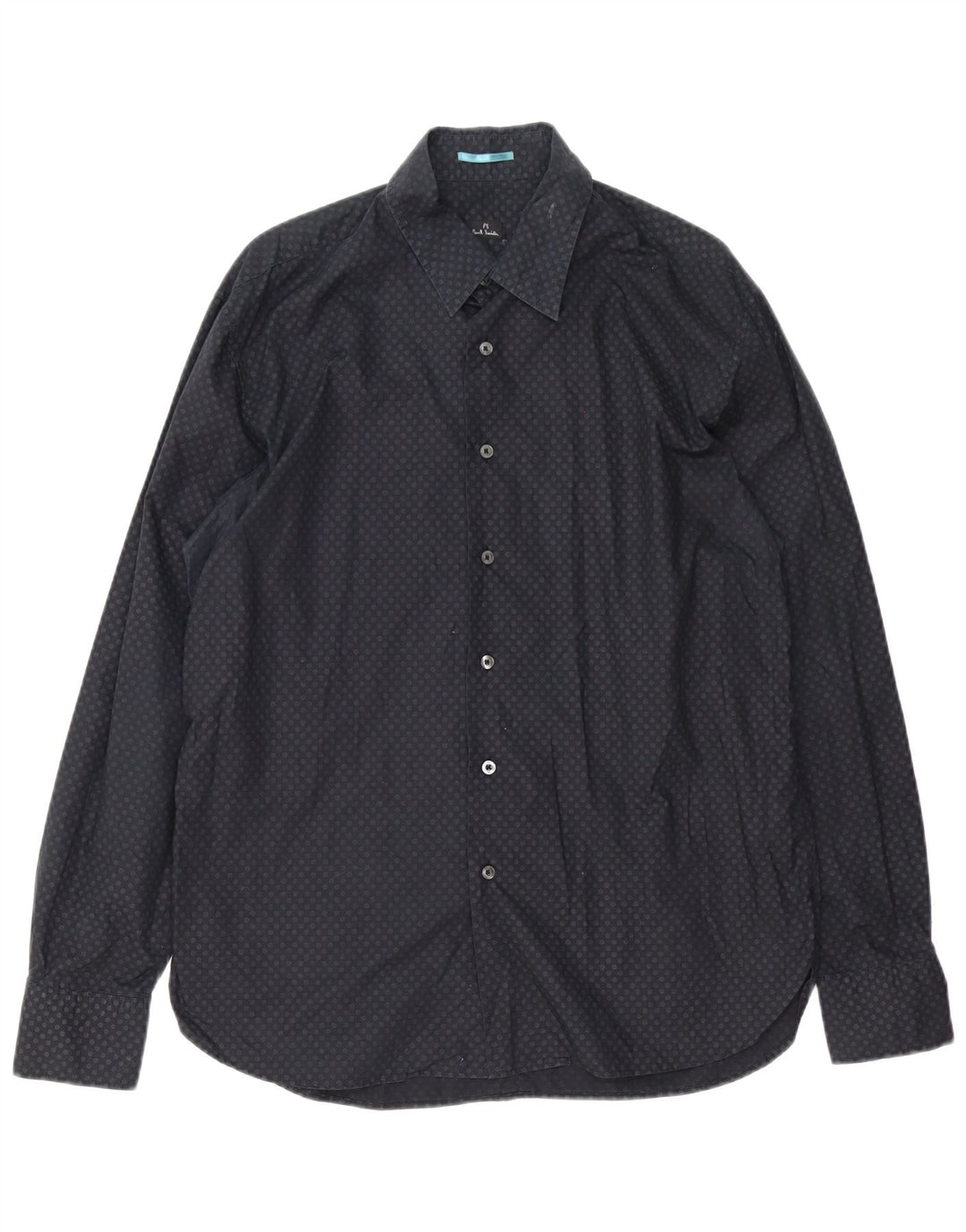 Paul Smith Camisa de corte clásico para hombre XL Algodón manchado negro
