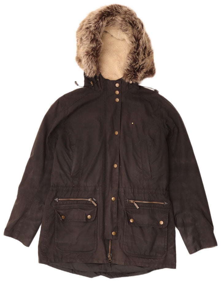 Barbour Chaqueta de algodón encerado con capucha para mujer Reino Unido 40 Mediano Negro