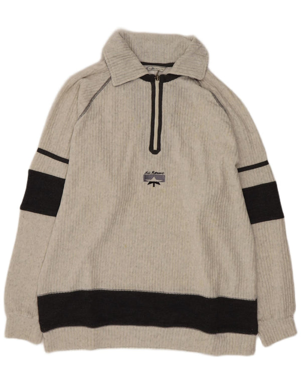 Lotto Jersey con cuello tipo polo para hombre, talla grande, algodón gris con bloques de color