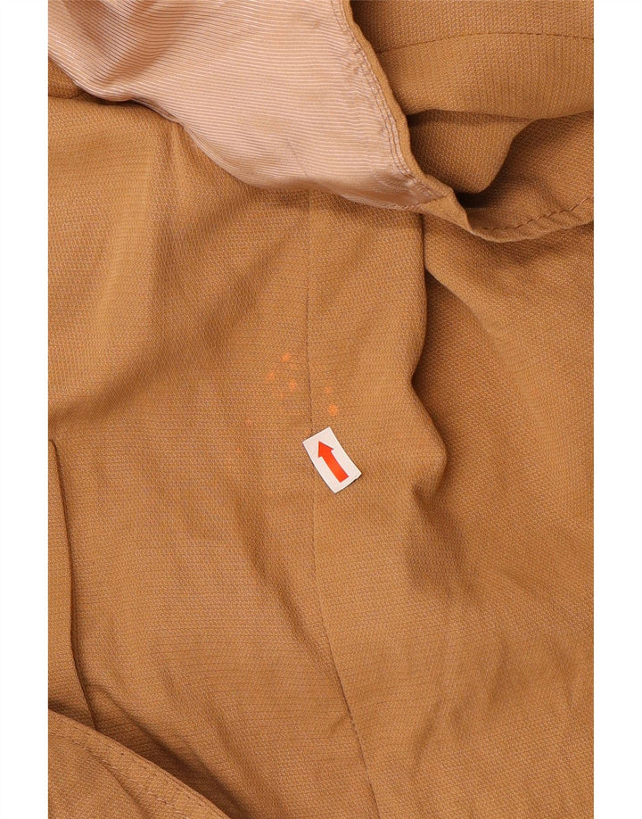 Zara Mujer Chaqueta Americana Corta Abierta De Gran Tamaño Reino Unido 6 XS Marrón Lyocell
