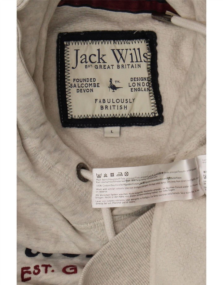 Jack Wills Jersey con capucha gráfica para hombre de algodón moteado gris grande