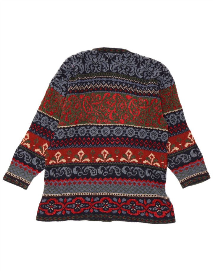 Vintage hombres cuello redondo jersey suéter IT 44 medio multicolor Fair Isle