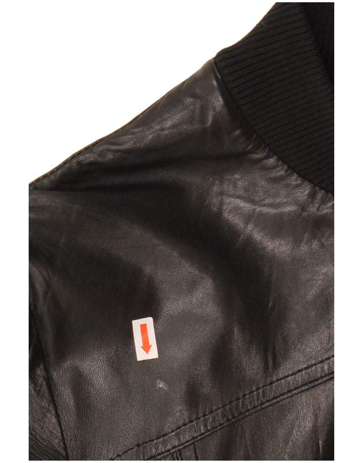 CINTI Chaqueta de cuero bomber corta para mujer IT 46 Cuero negro grande