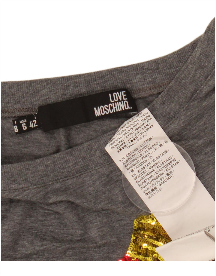 MOSCHINO Camiseta Gráfica Top IT 42 Algodón Moteado Gris Medio |