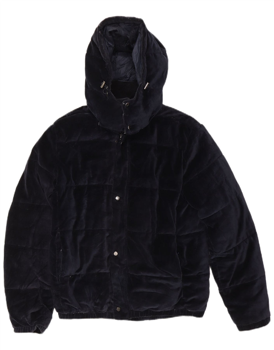 Zara Chaqueta acolchada con capucha para hombre UK 40 Large Poliéster azul marino