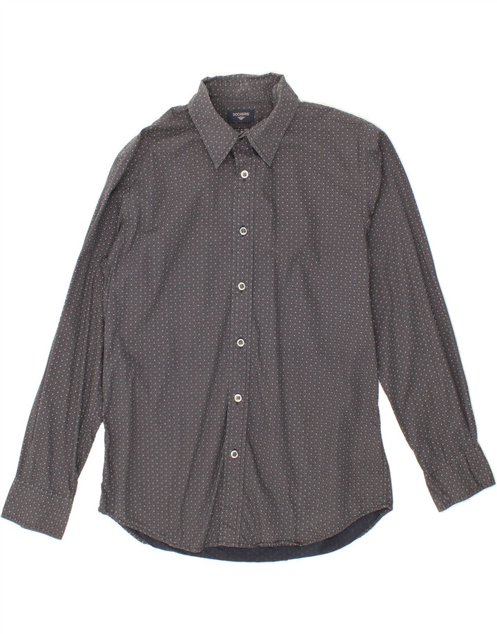 DOCKERS Mens Shirt Medium Navy Blue Spotted Cotton Vintage Dockers and Second-Hand Dockers from Messina Hembry 