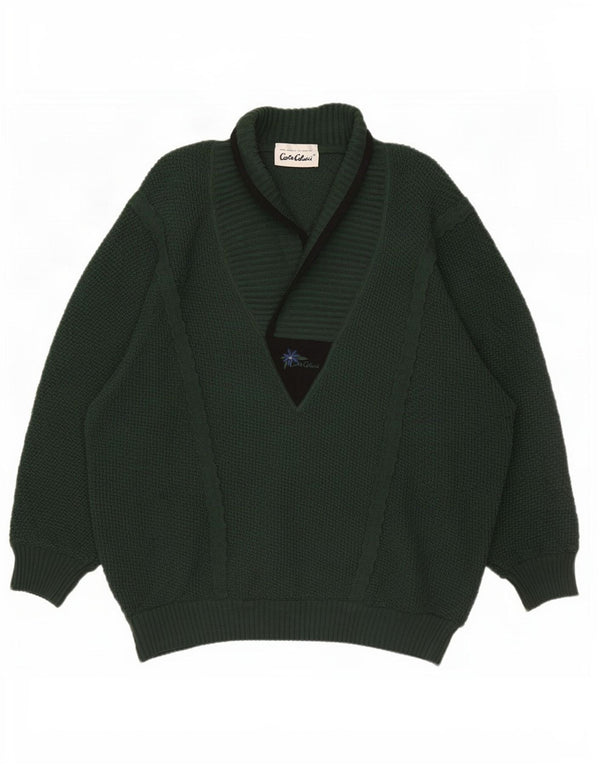Carlo Colucci Jersey holgado con cuello chal para hombre IT 52 Large Green