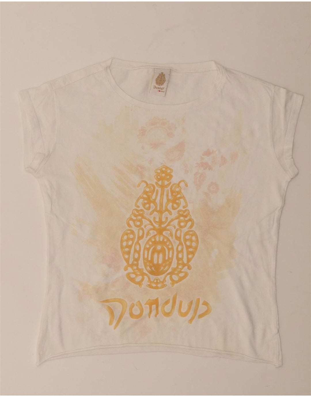 Dondup - Camiseta corta con gráfico para mujer, talla 40, talla M, color blanco