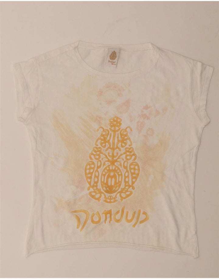 Dondup - Camiseta corta con gráfico para mujer, talla 40, talla M, color blanco