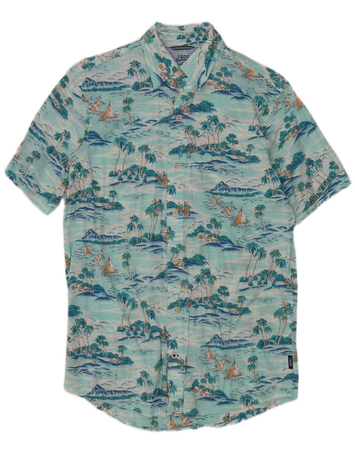 Izod Hombre Camisa Clásica Relajada Small Turquesa Floral Hawaiano