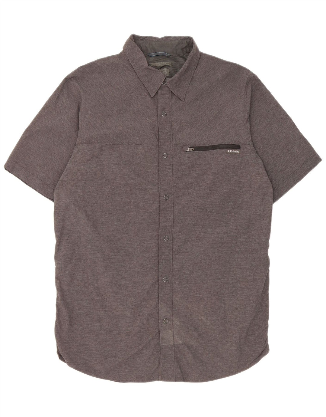 Camisa Columbia Hombre Manga Corta Nylon Gris Medio