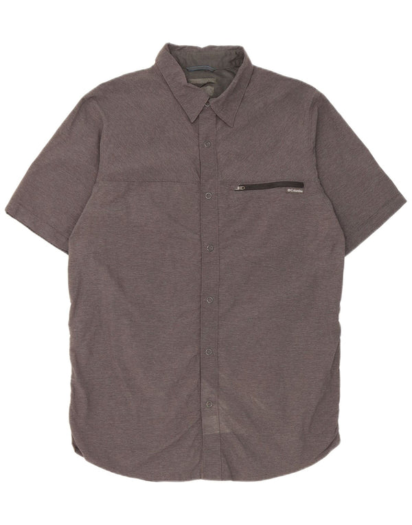 Columbia Mens Short Sleeve Shirt Medium Grey Nylon