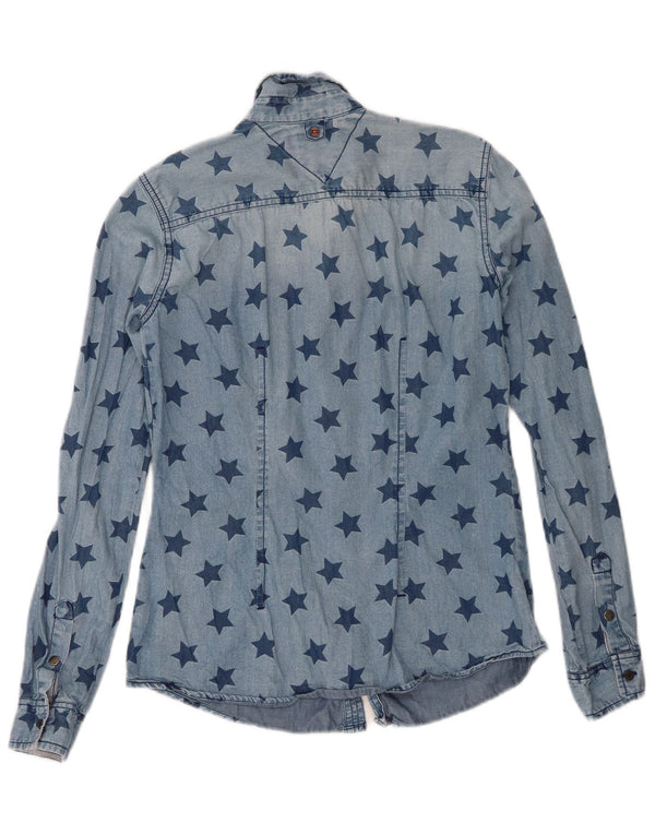 Tommy Hilfiger Camisa Vaquera con Estampado Abstracto para Mujer UK 6 XS Azul