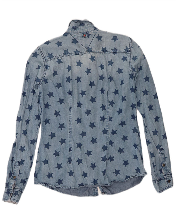 Tommy Hilfiger Camisa Vaquera con Estampado Abstracto para Mujer UK 6 XS Azul