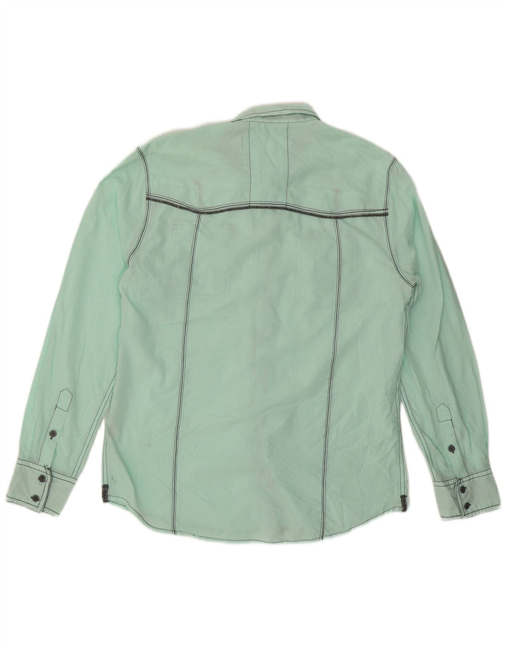 BKE Camisa de corte estándar para hombre, talla grande, algodón verde