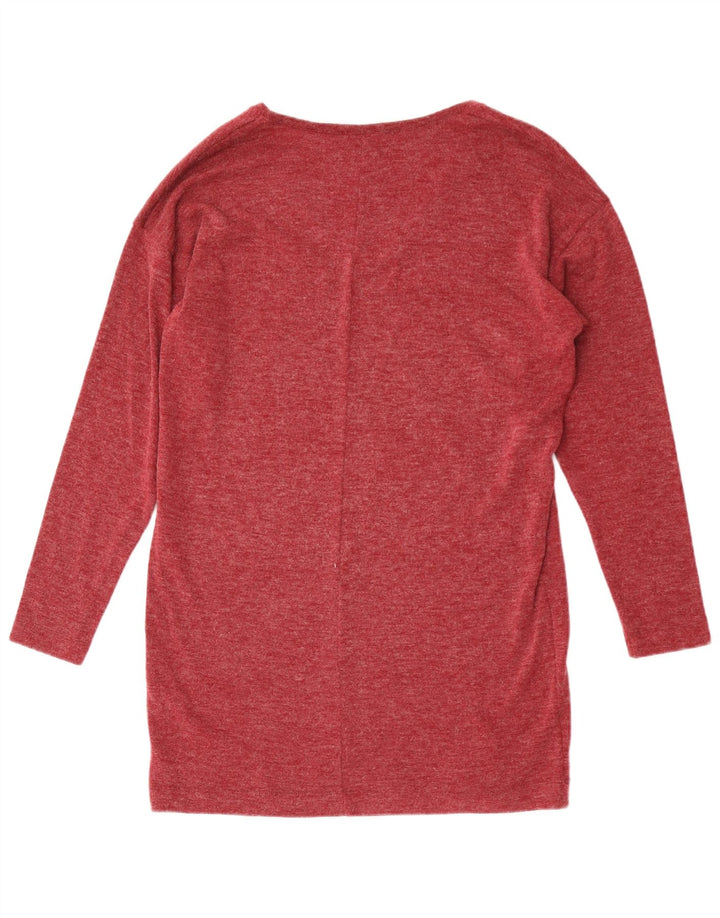 Zara Mujer Top Manga Larga UK 44 Medio Granate Poliéster Moteado