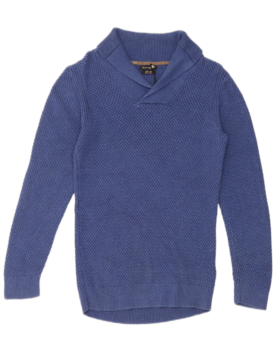 Massimo Dutti Jersey De Cuello Chal Hombre Small Azul Algodón